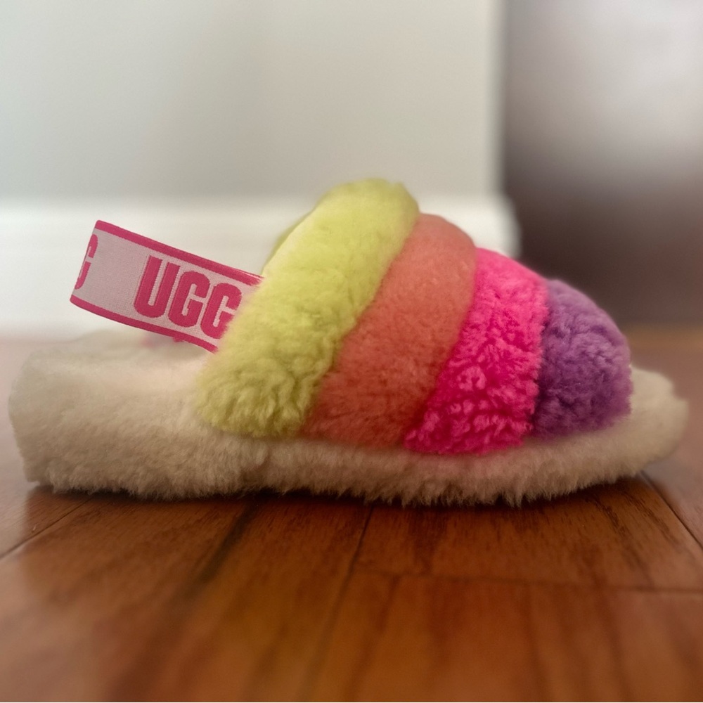 UGG Kids Fluffy Rainbow Slippers